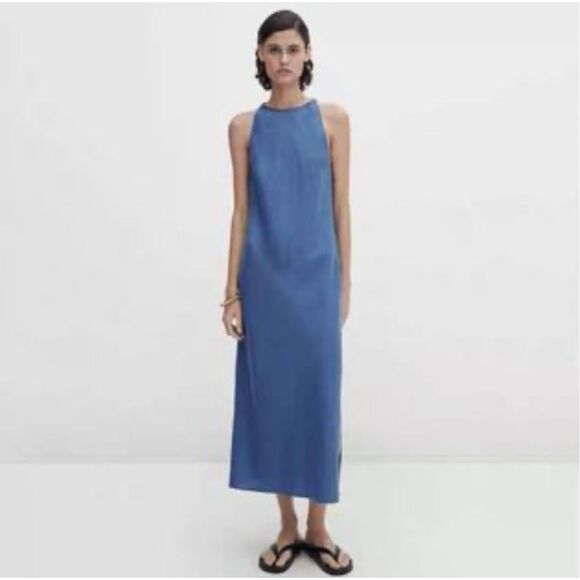 Massimo Dutti Linen Maxi Halter Dress S - Picture 1 of 10